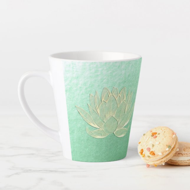Green Gold Lotus Yoga Studio Meditation Instructor Latte Mug (In Situ)