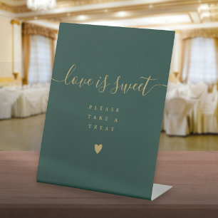 Green Gold Love Is Sweet Take A Treat Favour Pedestal Sign
