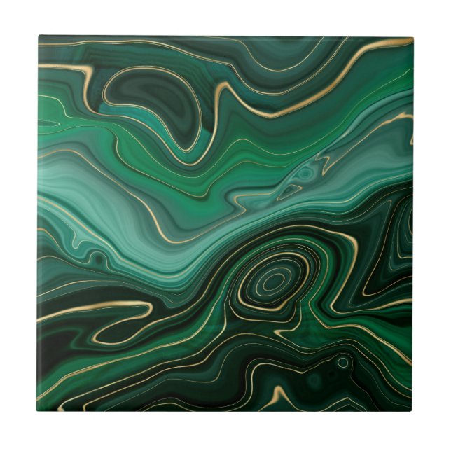 Green Gold Malachite Gemstone Tile (Front)