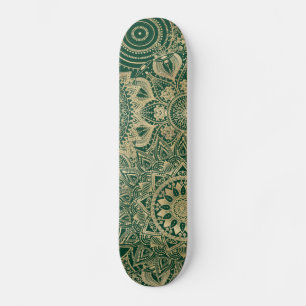 Green Gold Mandala Collection Skateboard