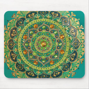 Green & Gold Mandala Mouse Pad