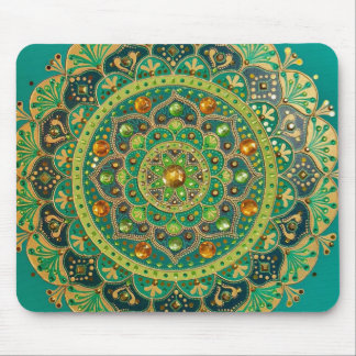 Green & Gold Mandala Mouse Pad