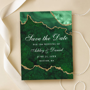 Green Gold Marble Agate Geode Save The Date Announ Announcement Postcard