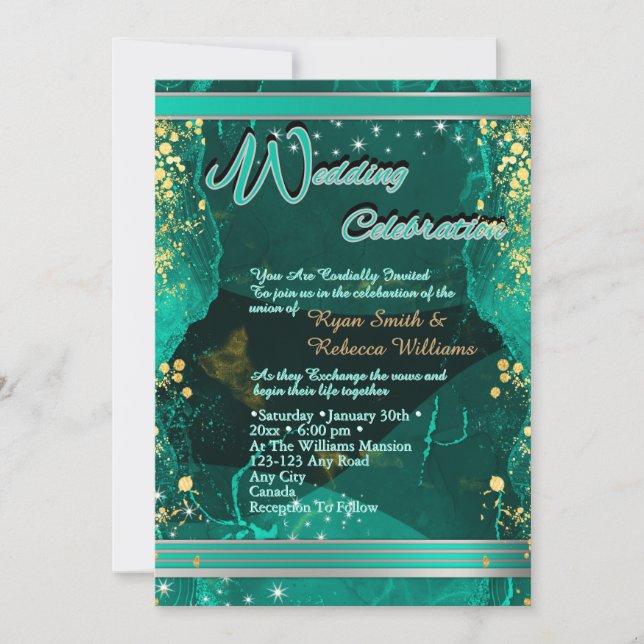 Green & Gold Marble Flat Card  (Front)