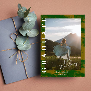 Green Gold Marble Photo Graduation Announcement