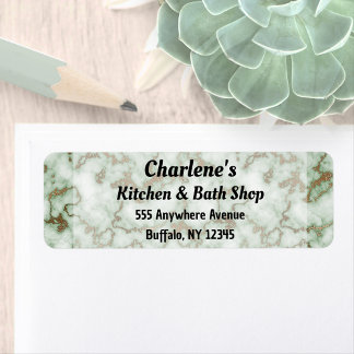 Green Gold Marble Return Address Label