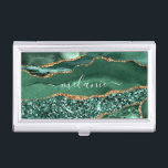 Green Gold Marble Your Name Business Card Case<br><div class="desc">Business Card Cases with Agate Green Gold Glitter Geode Marble Custom Name Emerald Sparkle Personalised Birthday - Anniversary or Wedding Gift / Suppliest - Add Your Name - Text or Remove - Make Your Special Business Car Case Gift - Resize and move or remove and add text / elements with...</div>