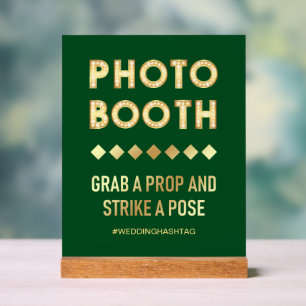 Green Gold Marquee Letters Wedding Photo Booth Acrylic Sign