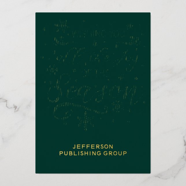 Green Gold Modern Business Holiday Foil Card (Front)