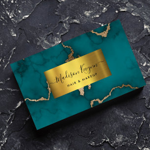 Green Gold Modern Marble Business Card