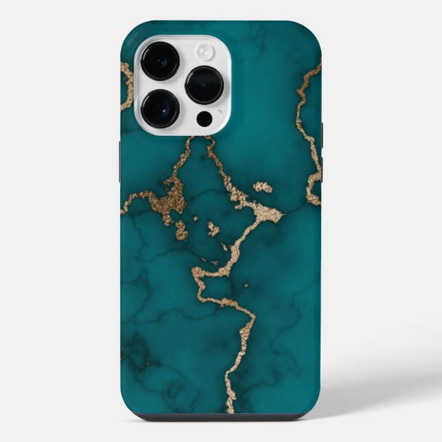 Green Gold Modern Marble iPhone Case (Back)