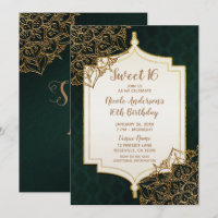 Green Gold Moroccan Arabian Nights Sweet 16 Party