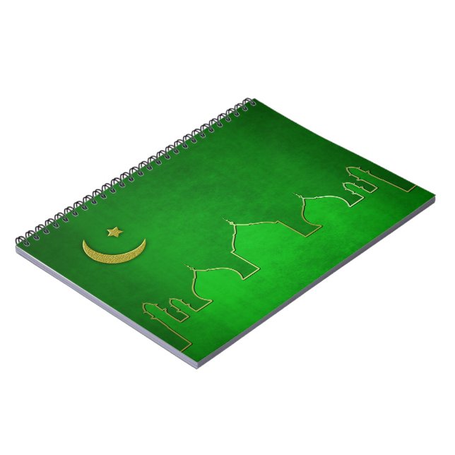 Green Gold Mosque Moon Star Notebook (Left Side)