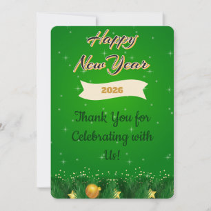 Green Gold New Year Thank You Card