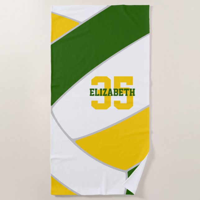 green gold or ANY colours personalised volleyball Beach Towel (Front)