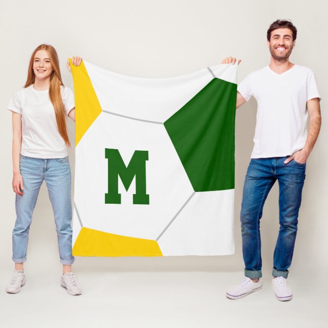 green gold or your custom soccer club colours fleece blanket (In Situ)