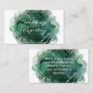 Green Gold Paint Wedding Registry Enclosure Card