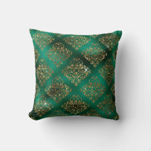 Green Gold Pattern Christmas Holidays Cushion