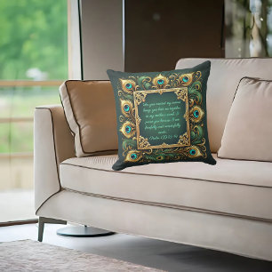 Green Gold Peacock Frame Customisable Cushion