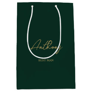 Green & Gold Personalised Wedding Party Name Medium Gift Bag