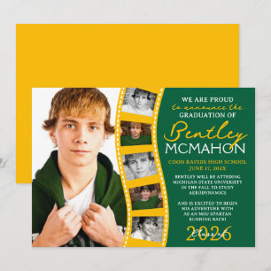 Green & Gold Photo Filmstrip Grad Announcement
