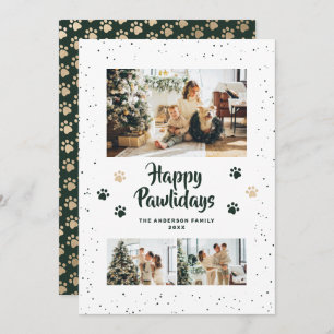 Green Gold Photo Happy Pawlidays Card
