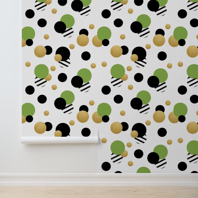 Green Gold Polka Dot Wallpaper (Application)