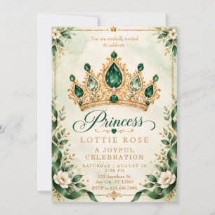 Green Gold Princess Birthday Invitation