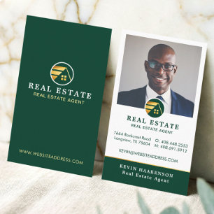 Green Gold Professional Real Estate Broker Photo Business Card