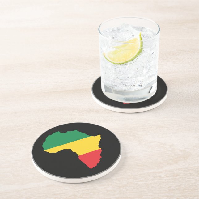 Green, Gold & Red Africa Flag Coaster (Side)
