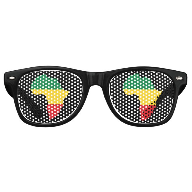Green, Gold & Red Africa Flag Retro Sunglasses (Front)