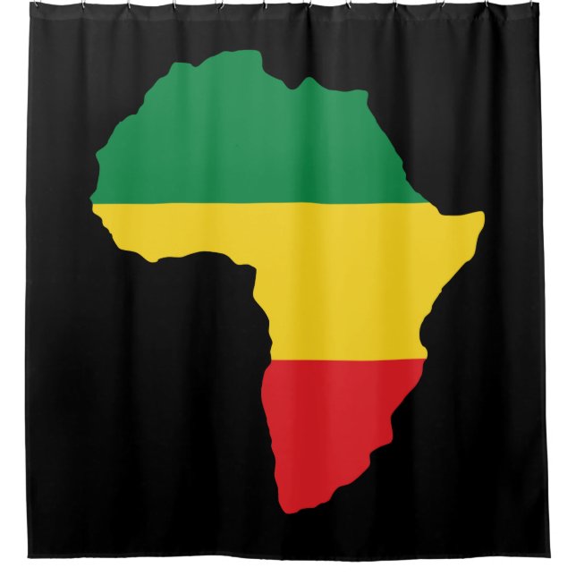 Green, Gold & Red Africa Flag Shower Curtain (Front)