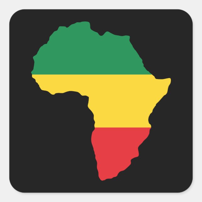 Green, Gold & Red Africa Flag Square Sticker (Front)