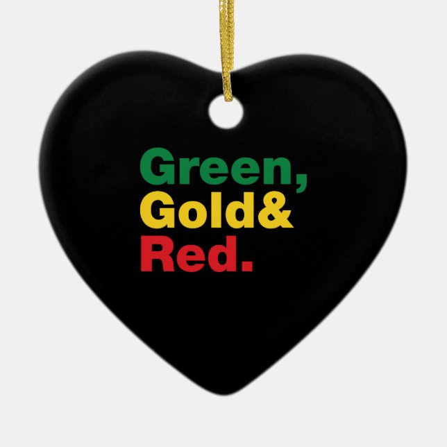 Green, Gold & Red. Ceramic Tree Decoration (Front)