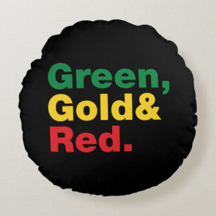 Green, Gold & Red. Round Cushion