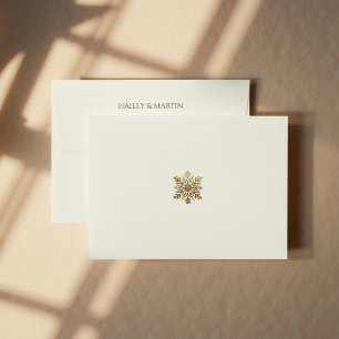 Green Gold Red Snowflake Holiday Return Address  Envelope