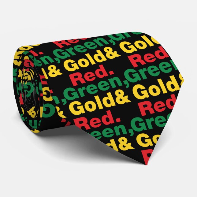 Green, Gold & Red. Tie (Rolled)