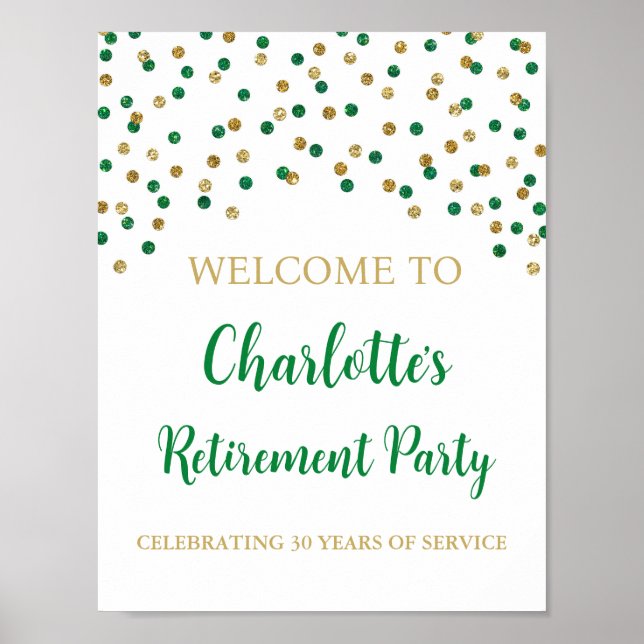 Green Gold Retirement Party 8.5x11 Poster (Front)