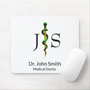 Green Gold Rod of Asclepius Herbal Medical Mouse Mat