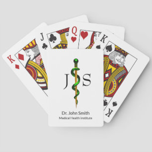 Green Gold Rod of Asclepius Herbal Medical Playing Cards