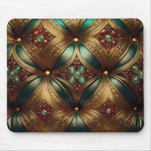 Green Gold Ruby Emerald Pattern Mouse Mat