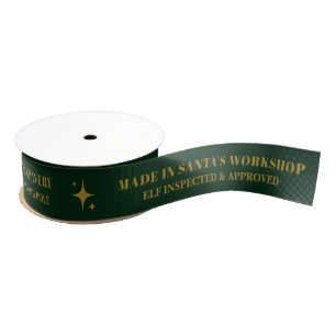 Green Gold Santas Workshop Christmas Gift Wrapping Grosgrain Ribbon