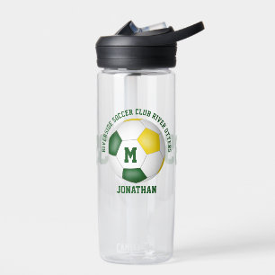green gold school club team colours custom soccer  water bottle