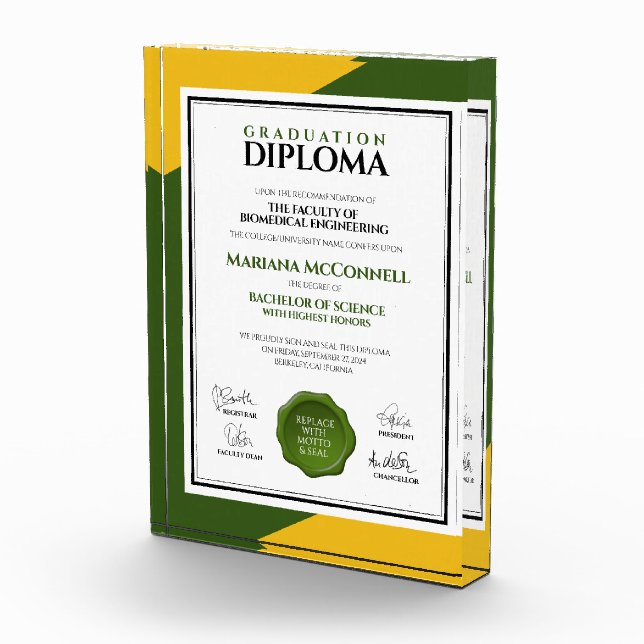 Green Gold School College University Diploma Photo Block (Right)