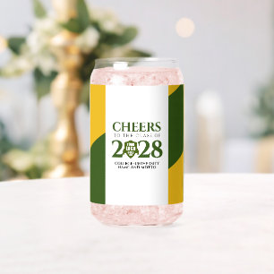 Green Gold School College University Graduation Can Glass