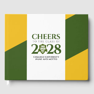 Green Gold School College University Graduation  Guest Book