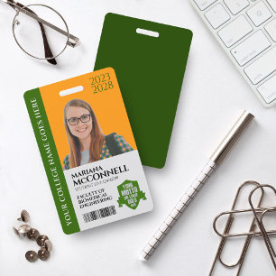 Green Gold School College University Student ID Badge