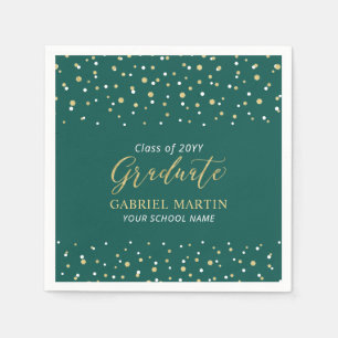 Green & Gold School Graduation Ceremony Party Napkin