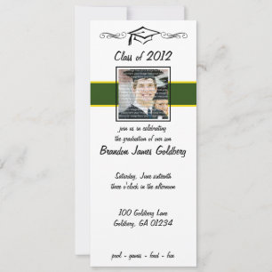 Green & Gold School Graduation Invitations
