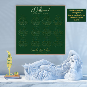 Green Gold Seating Chart 12 Table Real Foil 